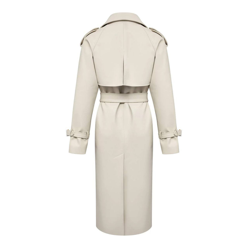 Trench coat made of eco-leather milky