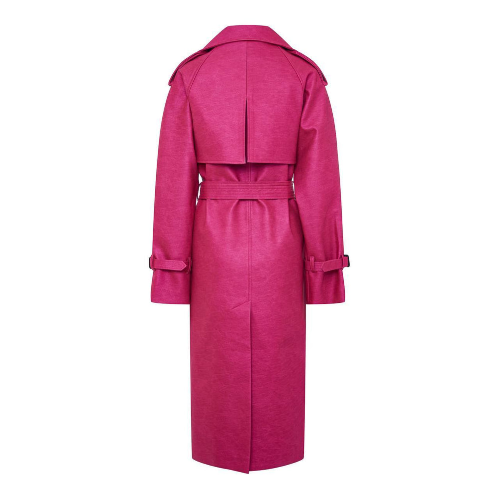 Trench coat made of eco-leather fuchsia