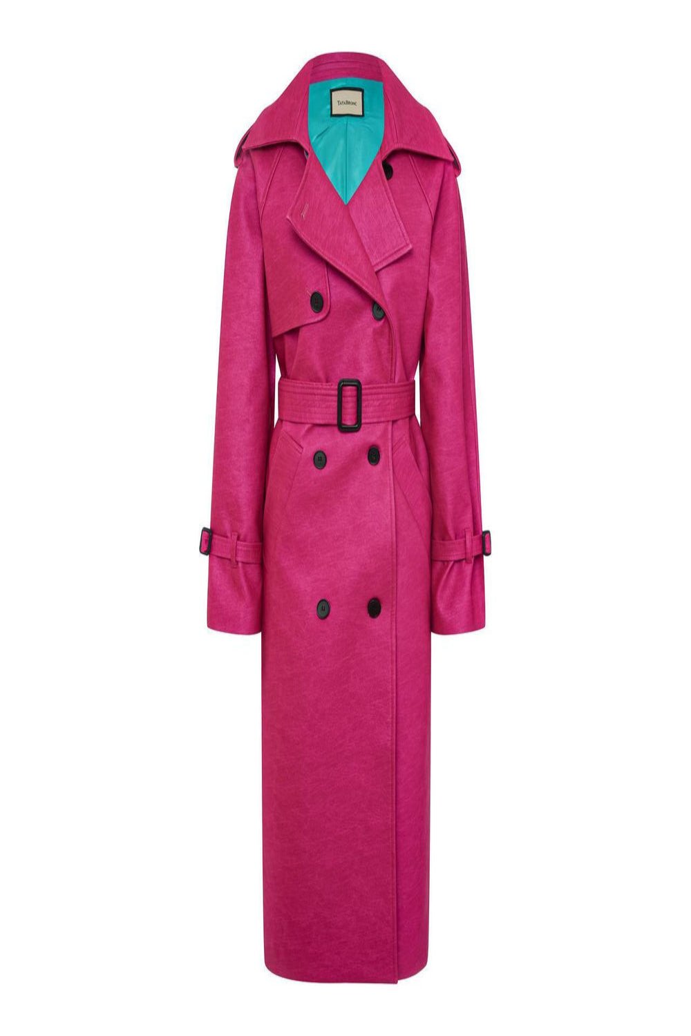 Trench coat made of eco-leather fuchsia