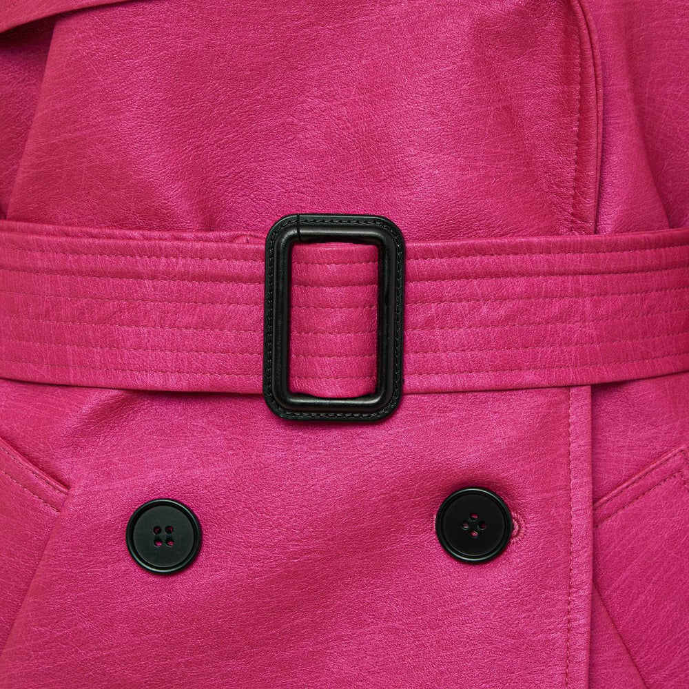 Trench coat made of eco-leather fuchsia