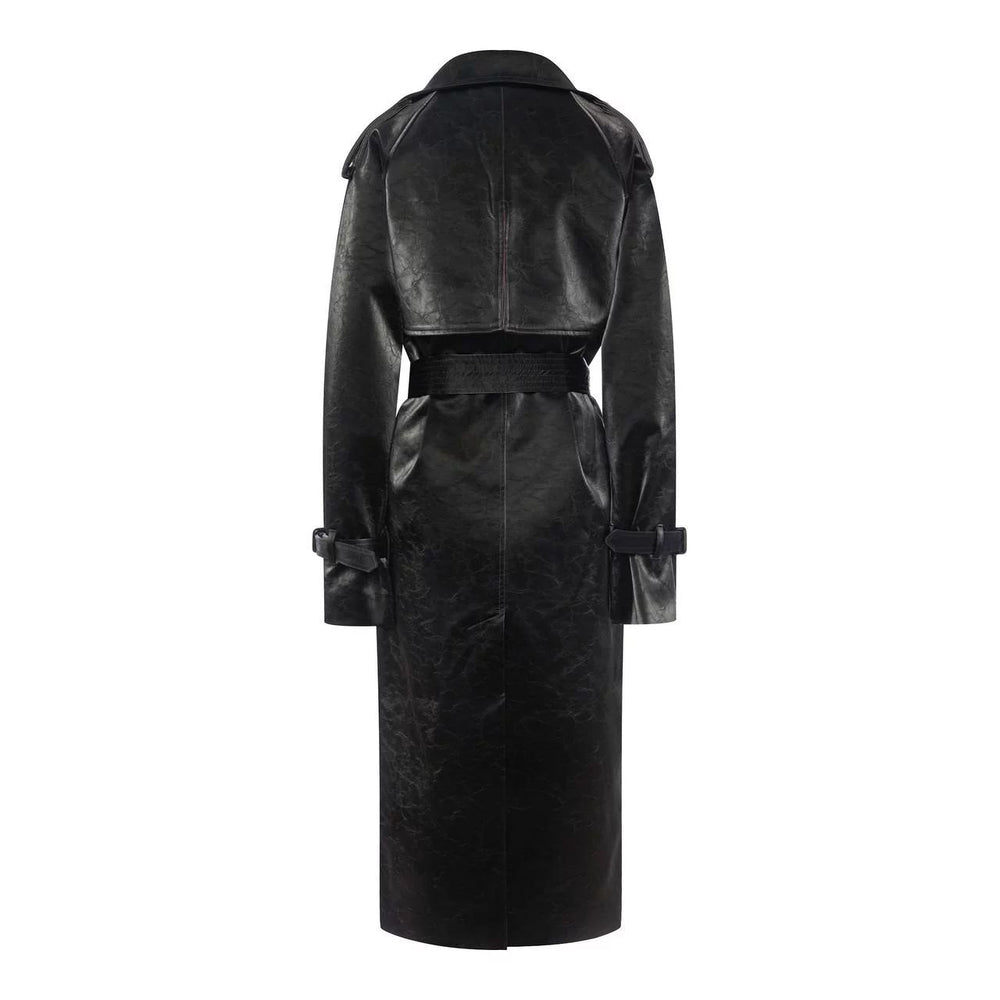 Trench coat made of eco-leather Velvet black