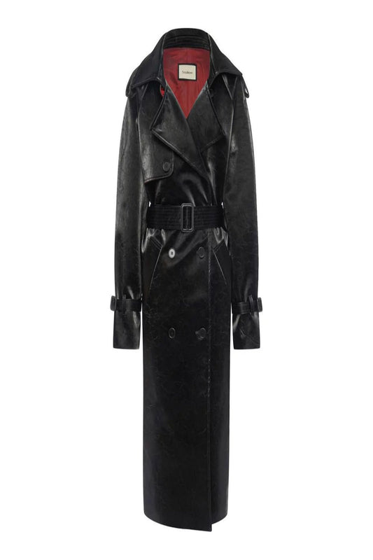 Trench coat made of eco-leather Velvet black