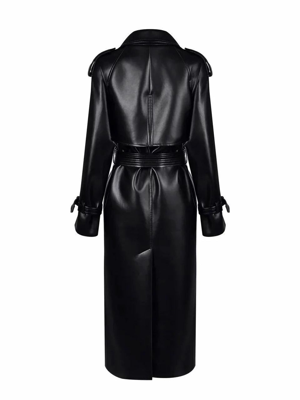 Trench coat made of eco-leather black