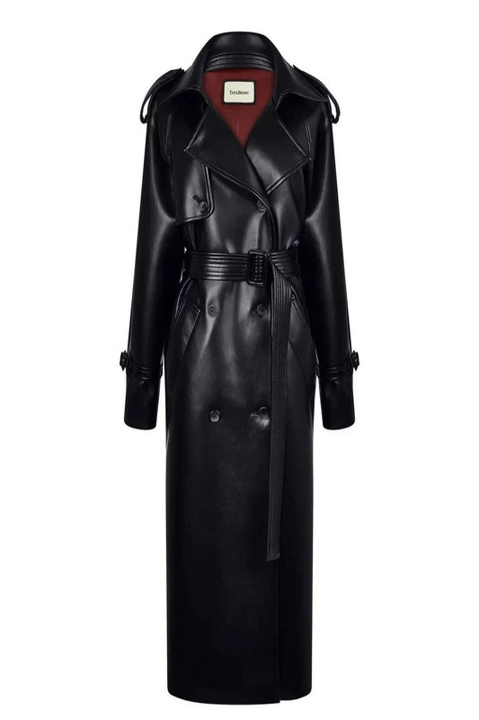 Trench coat made of eco-leather black