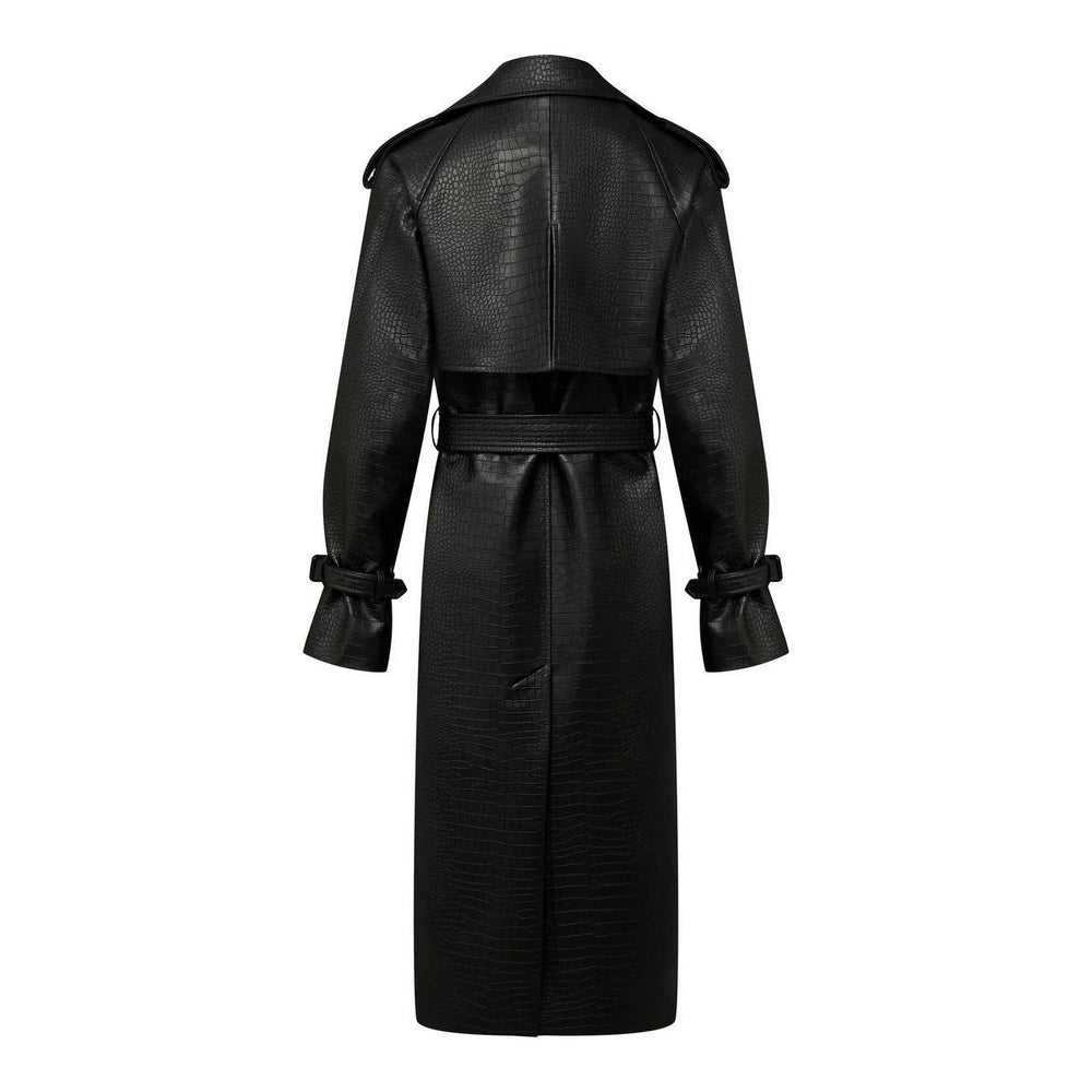 Lacoste eco-leather trench coat black