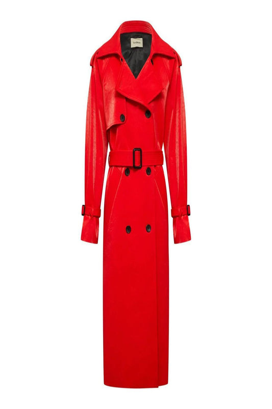 Trench coat made of eco-leather Velvet red